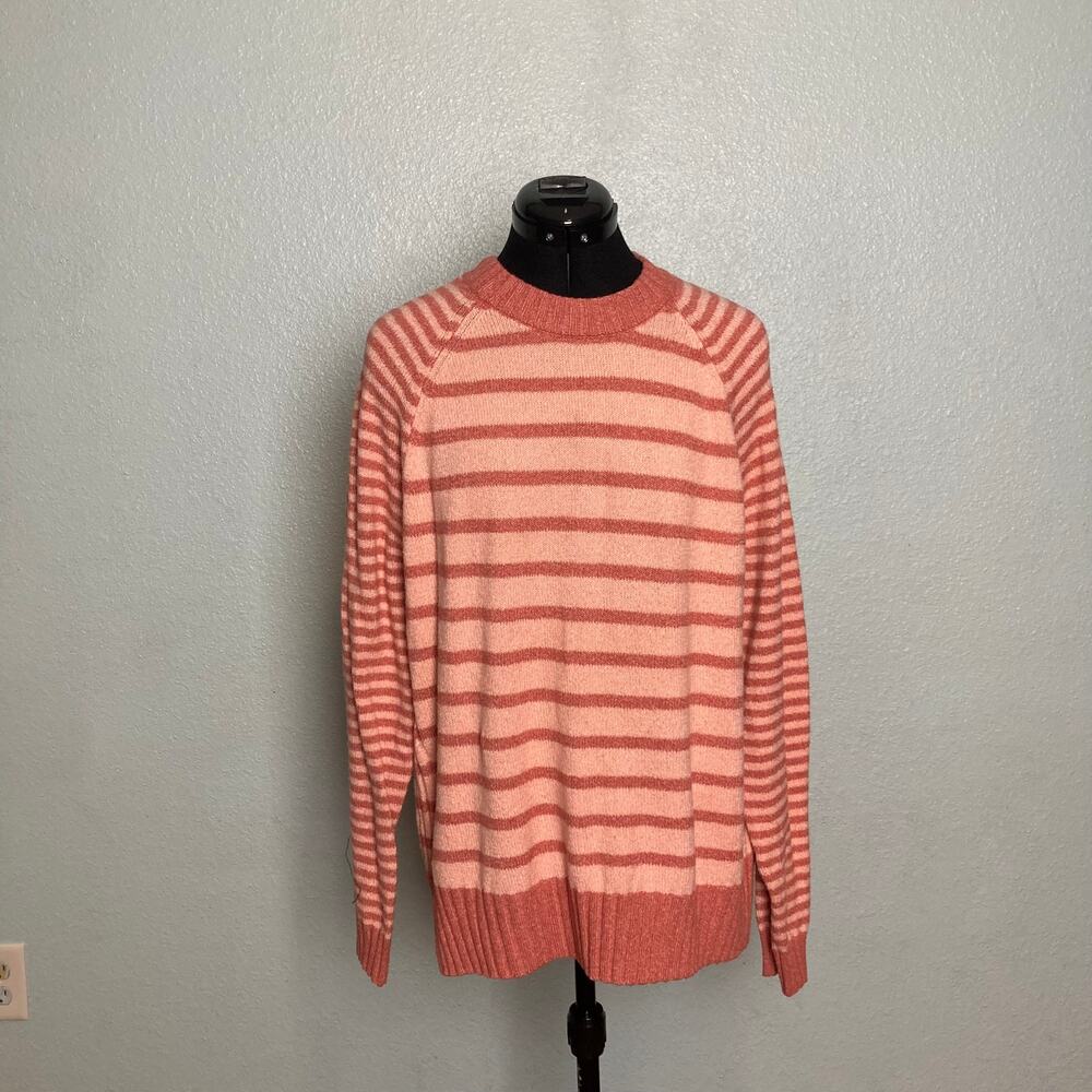 12 14 L Time and True Pink Stripe Sweater Soft Work Long Sleeve Top Shirt